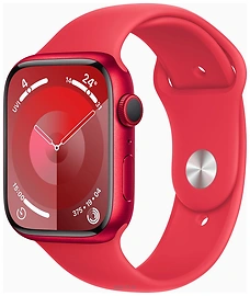 Apple Watch Series 9 45 мм (алюминиевый корпус, красный/красный, спортивный силиконовый ремешок M/L)