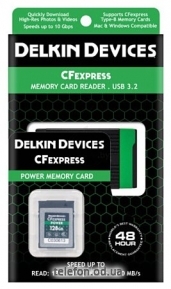 Delkin Devices CFexpress Reader and Card Bundle 128GB DCFX1-128-R
