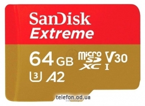 SanDisk Extreme microSDXC Class 10 UHS Class 3 V30 A2 160MB/s 64GB + SD adapter