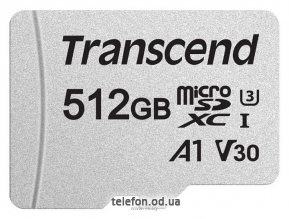 Transcend microSDXC 300S Class 10 U3 A1 V30 512GB + SD adapter (TS512GUSD300S-A)