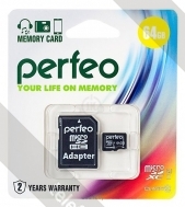 Perfeo microSDXC Class 10 UHS-I U1 64GB + SD adapter