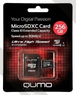 Qumo microSDXC Class 10 UHS Class 1 256GB + SD adapter