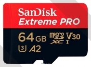 SanDisk Extreme Pro microSDXC Class 10 UHS Class 3 V30 A2 170MB/s 64GB + SD adapter