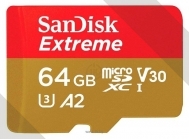 SanDisk Extreme microSDXC Class 10 UHS Class 3 V30 A2 160MB/s 64GB + SD adapter