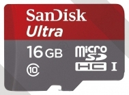 Sandisk Ultra microSDHC Class 10 UHS-I 48MB/s 16GB + SD adapter