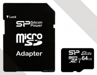 Silicon Power ELITE microSDXC 64GB UHS Class 1 Class 10 + SD adapter